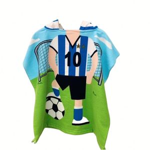 Poncho de Playa Infantil de Lujo Personalizado, Toalla con Capucha de Microfibra de Secado Rápido, Estampado de Dibujos Animados, Estilo Tropical - Product Image 3