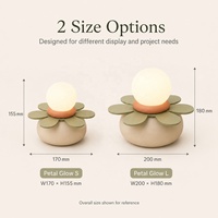 Lampe de table à fleurs 3D imprimée, rechargeable USB-C DC/AC, à profil bas, simple, avec variateur tactile pour restaurant/café/hôtellerie