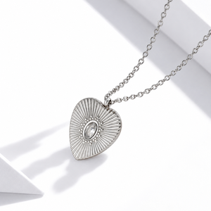 Collier Zircon Sunburst en Acier Inoxydable avec Pendentif Sculpté, Chaîne 39+5 cm, 1.9 x 1.6 cm, 6 g - Product Image 1