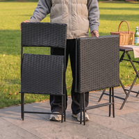 Ensemble de table et de chaises pliantes d'extérieur J&M Modern Iron & PE, 3 pièces, résistant aux intempéries, meubles de jardin, café