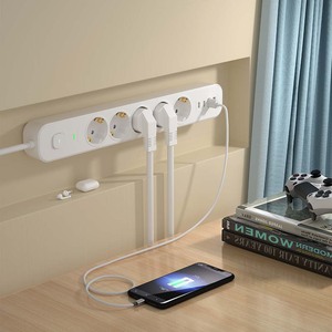 ช่องเสียบสายไฟ5AC EU พร้อ<span class=keywords><strong>ม</strong></span>พอร์ต USB 4พอร์ตป้องกันไฟกระชาก1.8<span class=keywords><strong>เมตร</strong></span> - Product Image 5