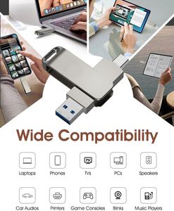 แฟลชไดร์ฟโลหะความจุขนาดใหญ่ 1TB OTG พร้อมพอร์ตเชื่อมต่อ Type C+USB ขนาด 8GB 16GB 32GB 64GB 128GB 256GB 512GB USB2.0 USB3.0 - Product Image 4