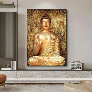 Modern Golden <strong>Buddha</strong> Statue Print Art <strong>Canvas</strong> Poster for Living Room Decor Home Wall Picture <strong>Painting</strong> - Product Image 2
