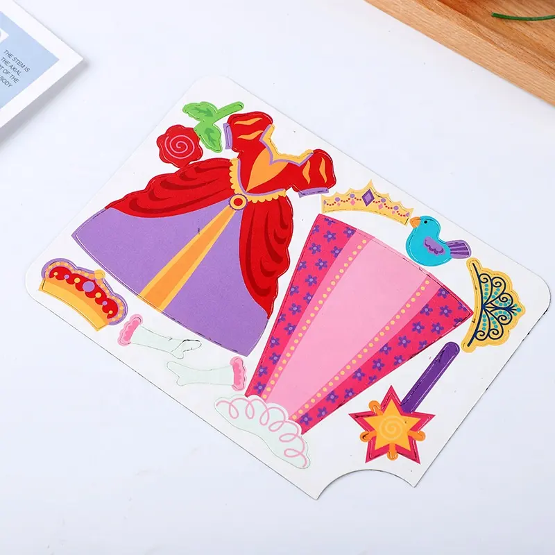 Conjunto de brinquedo infantil personalizado, conjunto com ímã de geladeira de papel impressão de folha de desenhos animados