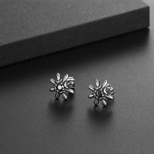 <b>Titanium</b> Steel Flower <b>Stud</b> Earrings With Zirconia For Women Party Jewelry CF140 - Product Image 1
