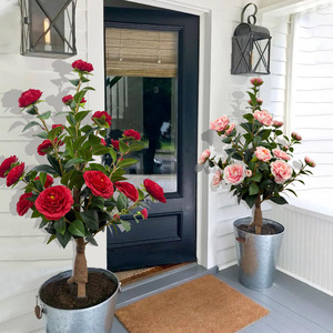 Cross-border Artificial Flowers Bionic Tea Camellia Rose <b>Tree</b> Indoor Floor Ornament Wedding Roses Bouquet Wedding - Product Image 2