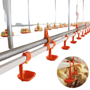 <span class=keywords><strong>Abreuvoir</strong></span> automatique à tétine pour poulets avec coupelle anti-goutte, système d'abreuvement suspendu pour volailles avec <span class=keywords><strong>tuyau</strong></span> de 25 mm pour poulets de chair, <span class=keywords><strong>poules</strong></span> pondeuses et oiseaux - Product Image 1