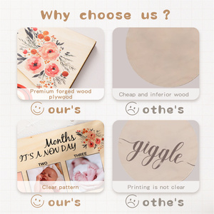 Cadre photo <span class=keywords><strong>en</strong></span> bois pour les étapes importantes du nouveau-né, affichage de photos de bébé, carte mensuelle commémorative de la croissance du nouveau-né - Vente chaude - Product Image 4