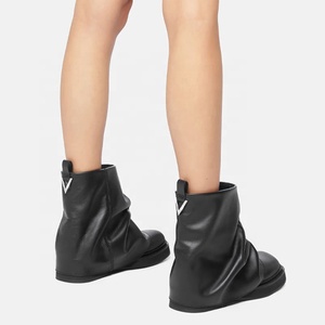 Thick Sole Women's Square Toe Short <b>Boots</b> Overlay Ankle Booties on Flat Bottom Low Chunky Heels Shoes - Product Image 2