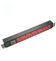 Bloc de distribution d'alimentation (PDU) 1,5U 19 pouces 8 voies en alliage d'aluminium et plastique, prise ZA Afrique du Sud, 16A 250V, usage intérieur, blanc/noir