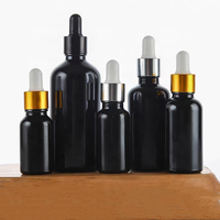 Logo personnalisé 5ml 10ml 15ml 50ml 100ml Flacon compte-gouttes en verre noir pour sérum et huile essentielle 30 ml avec bouchon en or