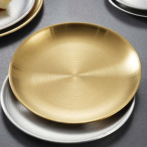 Plateau <span class=keywords><strong>de</strong></span> service circulaire en acier inoxydable pour la cuisine occidentale, vaisselle en acier inoxydable, vente en gros par le fabricant - Product Image 3