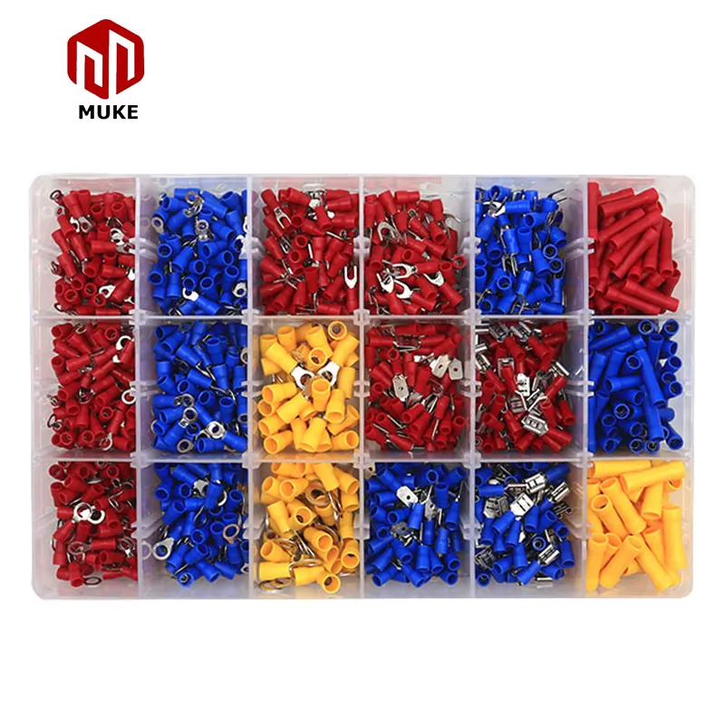 1200Pcs Assorted Insulated Spade Cable Connector Crimp Electrical Wire Terminal Set Red Blue Yellow