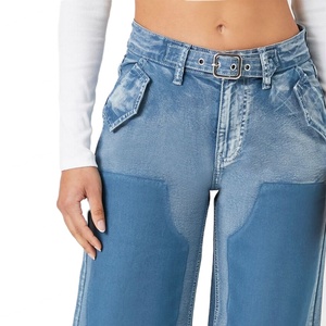 Jeans Cargo con Parches de Gran Tamaño, Estilo Moderno 2024, Jeans para Mujer, Venta al Por Mayor - Product Image 3
