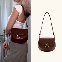 Sac bandoulière en cuir pour femme avec rabat, fermeture magnétique à bouton, léger, design rétro classique, à porter sous le bras ou en bandoulière