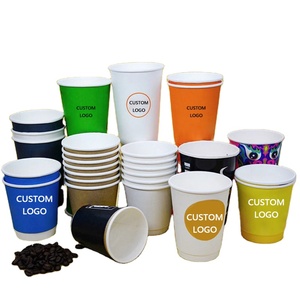 Custom Logo Printed 8oz 12oz Disposable Double Wall Coffee Paper Cups with Single-Layer Hot Drink Cups with Lids