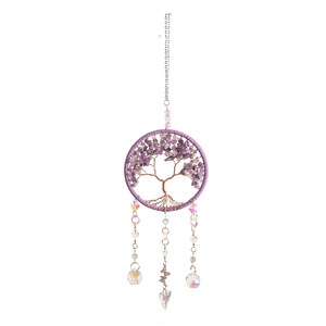 Vente en gros de carillons éoliens de luxe légers, attrape-rêves, pierre de cristal tissée à la main, décoration artistique pour la maison - Product Image 5