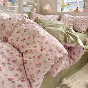Fresh Simple A-Class Pure Cotton Cloud-Like Double-Layer Gauze Four-Piece Dormitory Bedding Set Floral Pattern - Product Image 6