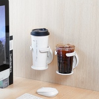 Support mural pliable à double niveau pour tasses, porte-gobelets pour porte de placard/bureau, rangement pour bouteilles d'eau/café