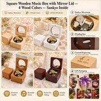 Boîte à musique rotative en bois Sankyo avec couvercle miroir, fermeture magnétique, mélodie personnalisée gravée au laser, 18 notes, coffret cadeau moderne