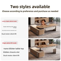 Bureau de direction de luxe réglable en hauteur LBZ-193X avec structure en L, mobilier de bureau moderne, métal, pour PDG et managers