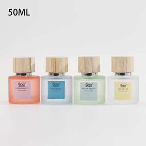 Chất lượng cao chai nước hoa thủy tinh 50ml 100ml Rỗng Xi lanh hình dạng chai nước hoa với nắp bằng gỗ - Product Image 4