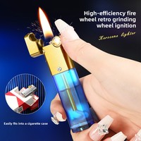 Briquet en métal transparent pour huile et kérosène, fin, portable, rétro, cadeau, magnifique et coupe-vent, durable