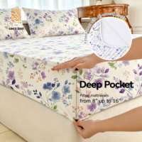 Parure de draps Queen 4 pièces en microfibre brossée double face, certifiée Oeko-TEX, ultra douce et infroissable, motif floral 1800 fils