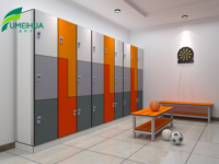 Meubles de bureau - Armoire de rangement à 8 portes assemblée - Revêtement compact HPL - Serrure à clé - Pour le lieu de travail, la salle de sport - Prix d'usine