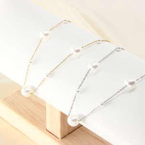 Nuevo Collar Geométrico en Forma de Y Chapado en Oro Clásico para Mujer con Colgante de Perla de Agua Dulce y <span class=keywords><strong>Cadena</strong></span> Larga, Elegante para Fiestas - Product Image 3