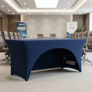 Housse de table ronde extensible en spandex blanc de 120 pouces, pour hôtel, gain de temps et d'effort - Product Image 1