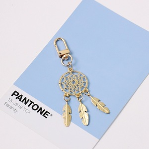 Portachiavi in metallo personalizzato stile <span class=keywords><strong>etnico</strong></span> intrecciato acchiappasogni foglia di piume Charm portachiavi per auto accessori pendenti in metallo - Product Image 5
