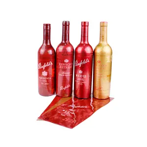 Kustom PET Heat Shrink Lengan Wrap Label Glossy Bersinar Film Perancis Anggur Merah Kering Botol Kaca