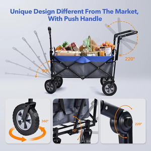 Heavy Duty Foldable Wagon Cart Portable Utility Cart All-Terrain Wheels 100L 220 Lbs Shopping & <b>Storage</b> 3-Year Warranty - Product Image 4