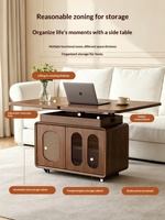Table basse pliable réglable en bois massif avec espace de rangement pour la maison, petits appartements, table multifonctionnelle pour salon