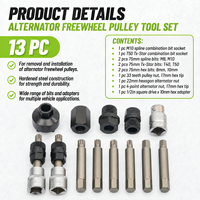 Set Alat Pelepas Pulley Alternator 13PC OAP OAD 33T Spline Torx Hex Socket Kit untuk Audi BMW Mercedes VW