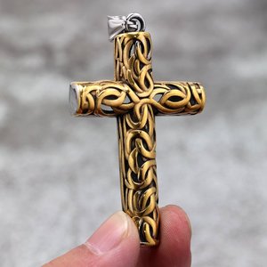 Retro Men's Stainless Steel <b>Cross</b> Pendant Necklace Geometric Design Gift Jewelry - Product Image 3