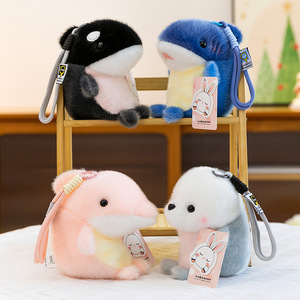 EZBABY Nuevo y Auténtico Colgante de Peluche Ocean Ally, Relleno de Algodón PP, Lindo Llavero de Orca y Tiburón, Regalo para el Mejor Amigo - Product Image 1