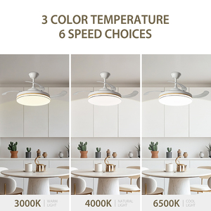 42 \ "LED quạt trần Dimmable Nhiệt độ màu 6-tốc độ im lặng DC động cơ điều khiển từ xa trắng + gỗ thiết kế màu trắng + Gỗ từ xa - Product Image 4