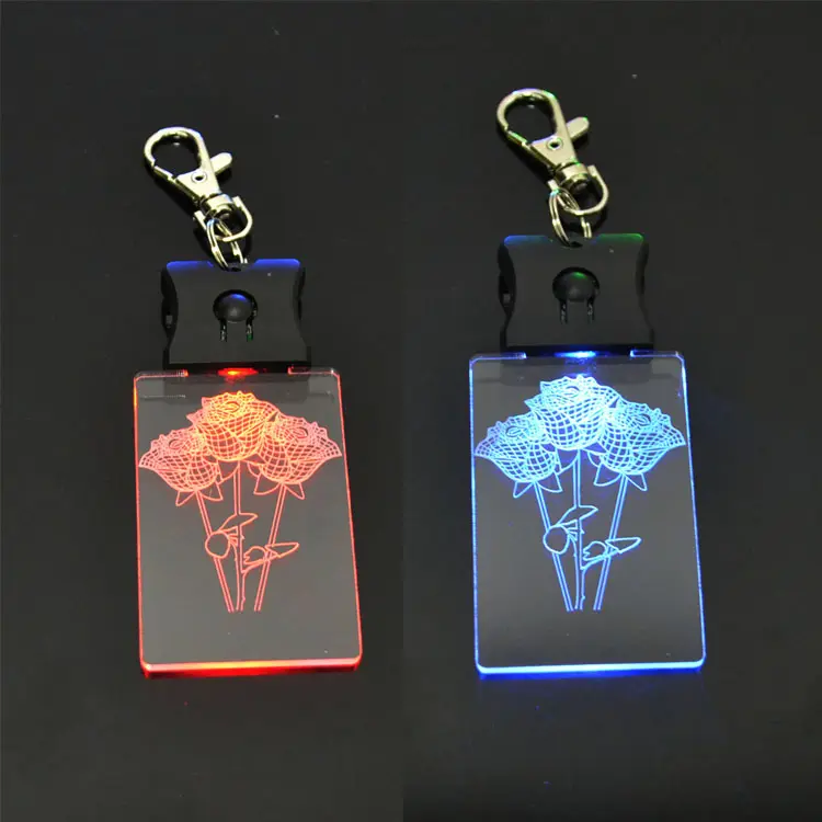 Promotional Logo Laser Acrylic Led Glow Keychain