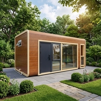 Maison préfabriquée modulaire en forme de pod texturée en bois, pour jardin, séjour ou vacances