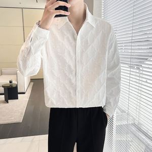 Camisa informal de manga larga con cuello vuelto para hombre de alta calidad, vestido Formal holgado con cuello Polo para proceso de grabado de otoño - Product Image 5