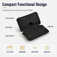 Dompet Kartu Kulit PU Hitam Cangkang Keras dengan Tekuk Dorong, Logo Kustom, Saku Tipis, Tarjetero, Pemblokir RFID, Penutup Magnetik untuk Mekanisme Lipat