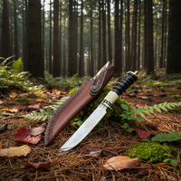 Couteau tactique de survie haut de gamme 2026 en acier Damas cuivré avec manche en bois pour la chasse et le camping