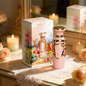 น้ำหอมผู้หญิงคุณภาพสูง EDP 100 มล. ขวดตกแต่งสีชมพูและสีทองสุดหรู กลิ่นหอมแบบอาหรับตะวันออก พร้อมบรรจุภัณฑ์ลายดอกไม้แบบสีน้ำ - Product Image 4