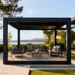 Pérgola de Aluminio Moderna y Resistente de 4x6 m, Gazebo con Rejilla, Techo de Láminas Ajustables, Estructura Exterior Ecológica para Jardín/Patio - Product Image 1