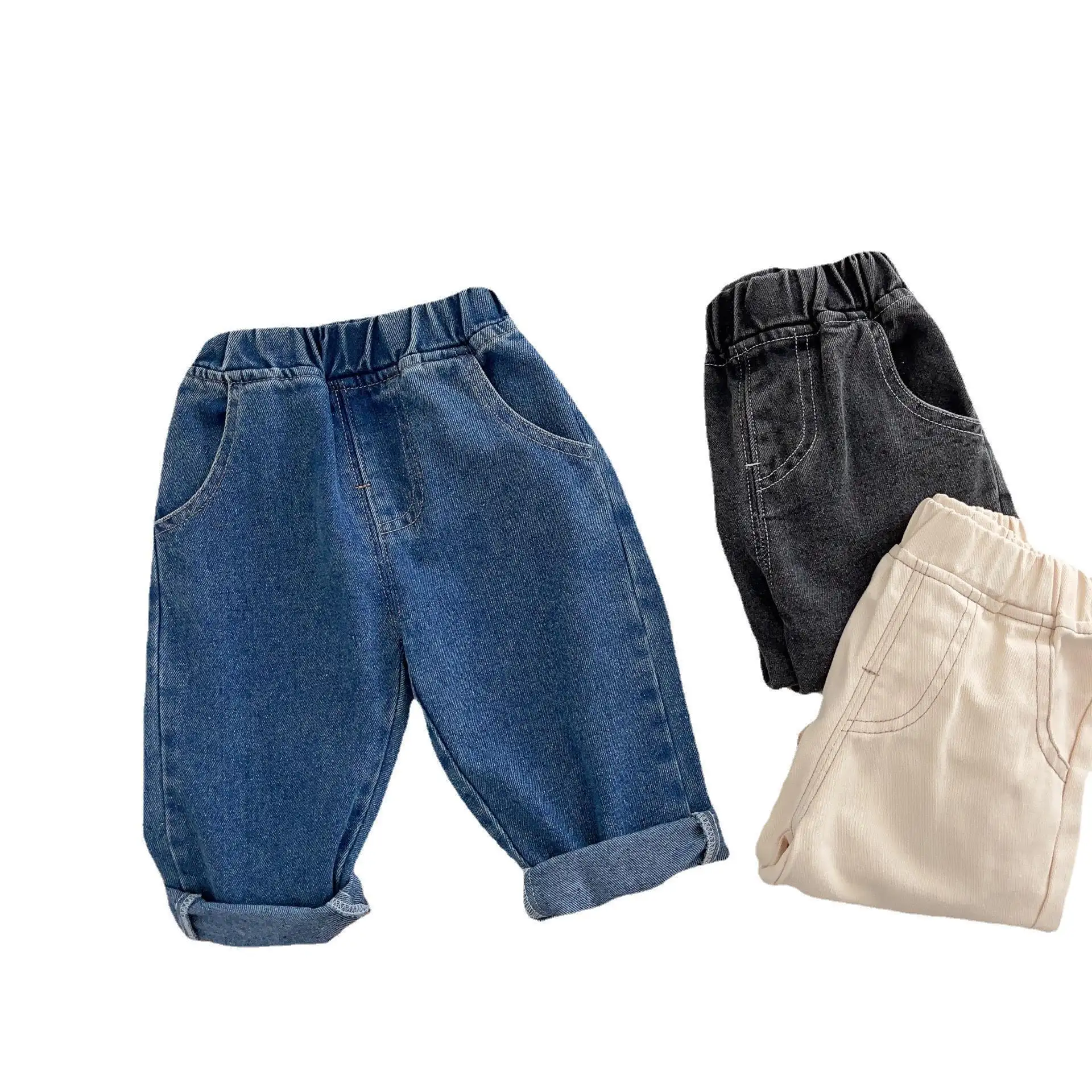 Pantaloni per bambini in tinta unita Jeans Casual per bambini pantaloni in Denim morbidi per ragazze pantaloni alla moda 0-5 anni