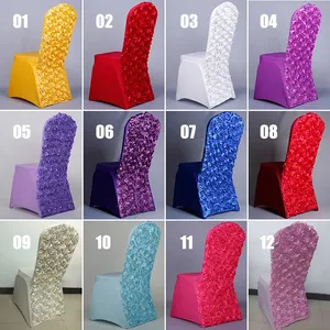 Wholesale Banquet Polyester Fiber Stretch Spandex Jacquard Weave Wedding Decoration Dining Chair Cover