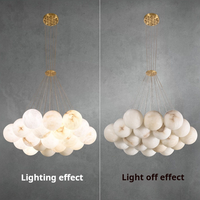 Suspension LED Nordique à Hauteur Réglable Anti-Éblouissement avec Interrupteur, Lampe Suspendue Moderne pour Salle à Manger, Bureau, Hôtel, en Albâtre