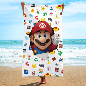 Serviettes de bain pour enfants en microfibre <span class=keywords><strong>super</strong></span> douces à séchage rapide, motif <span class=keywords><strong>Mario</strong></span> dessin animé, pour piscine, voyage, plage, vente en gros - Product Image 5